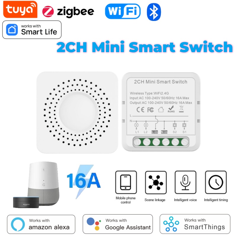 Smart Home Alexa - Tuya Mini Smart Switch WiFi 1-2-3-4Gang