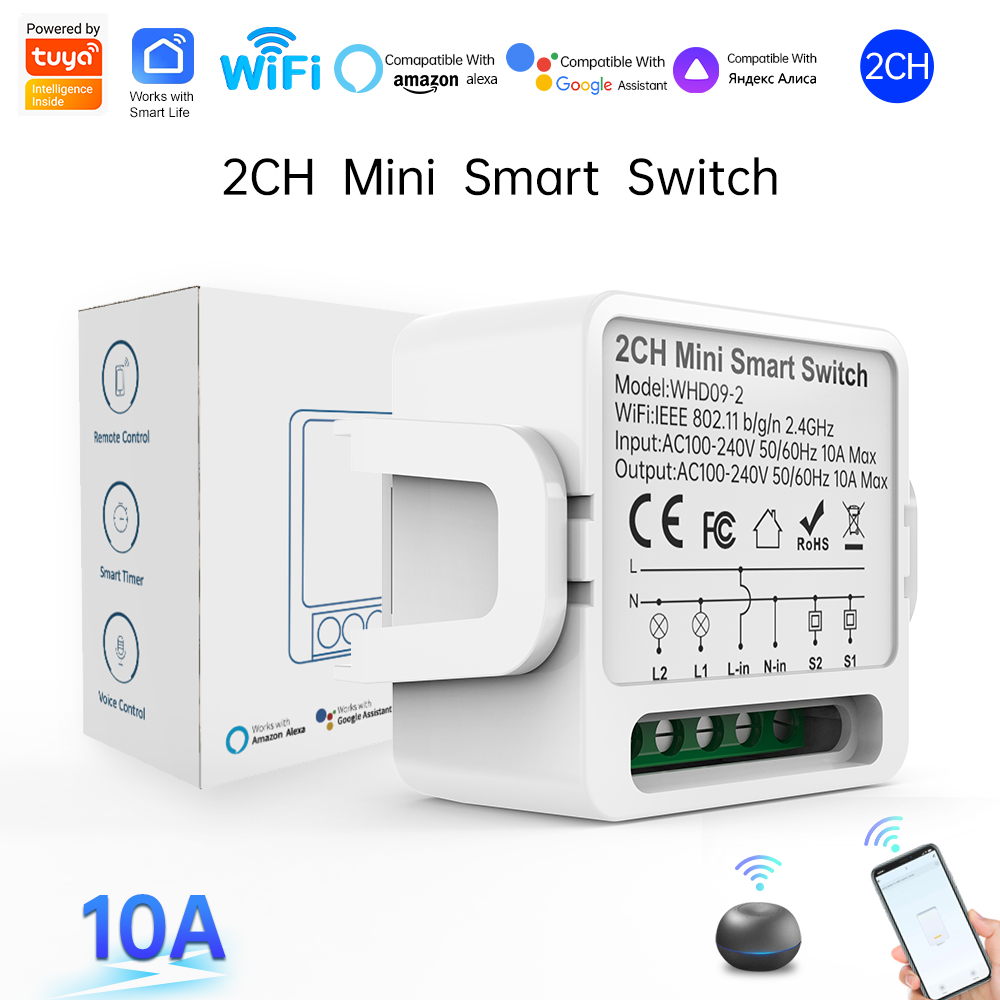 Smart Home Alexa - 2 Way Tuya Smart Switch 2Gang