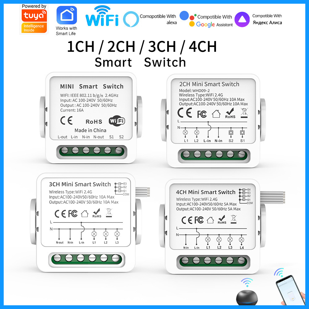 Tuya WiFi Smart Switch 1/2/3/4 - Smart Home Alexa recension och pris