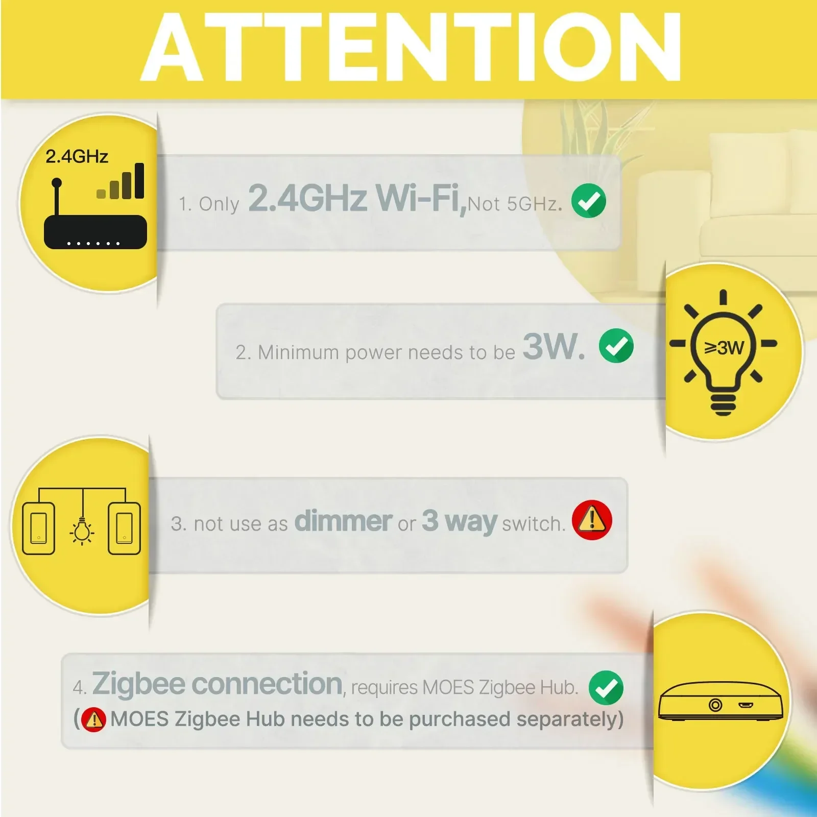 MOES Tuya ZigBee US Smart Ligh - Smart Home Matter recension och pris